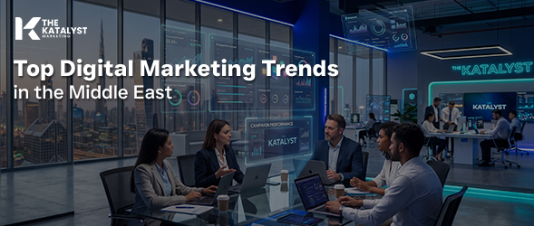 Digital marketing trends in the Middle East 2026 showing online advertising and social media strategy in UAE