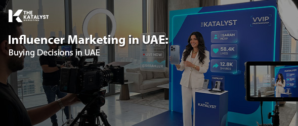 Influencer marketing in UAE showing a content creator filming a brand collaboration video in Dubai