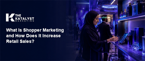 Shopper marketing strategy in action inside a UAE hypermarket with branded in-store displays and consumer engagement